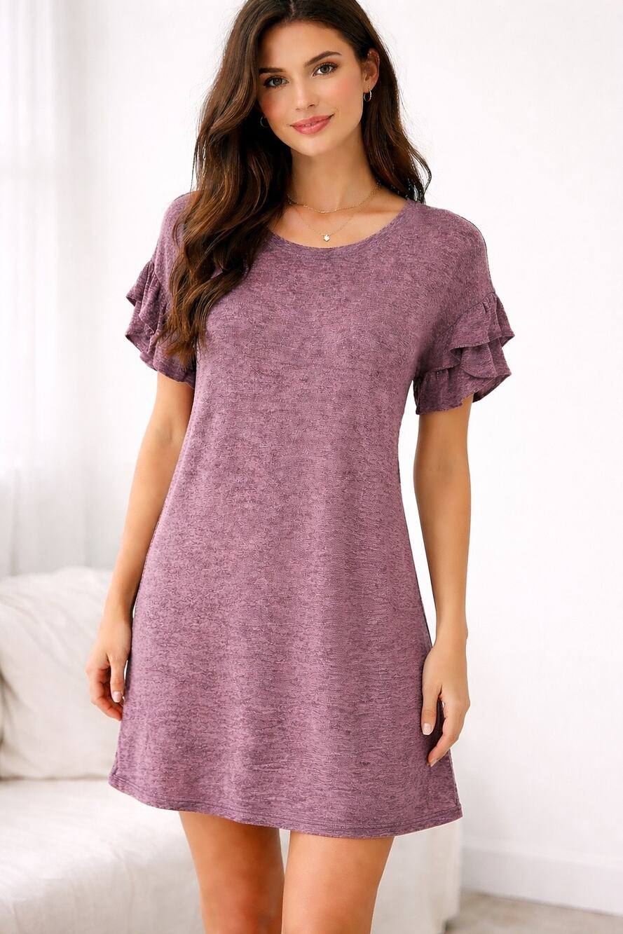 EXPRESS ONE ELEVEN Dusty Rose Ruffle Flutter Sleeve Scoop Neckline Dress size S